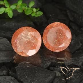 Gemas de Piedrasol Naranja jengibre natural de 6.55 ct, Redondo, Transparente