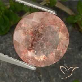 Piedrasol Naranja tigre claro natural de 3.19 ct, Redondo, Transparente