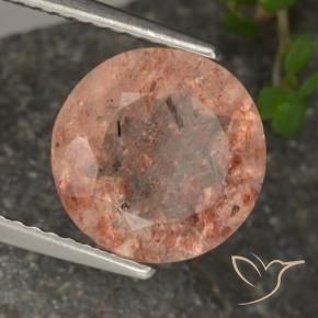 Piedrasol Naranja claro natural de 3.42 ct, Redondo, Transparente