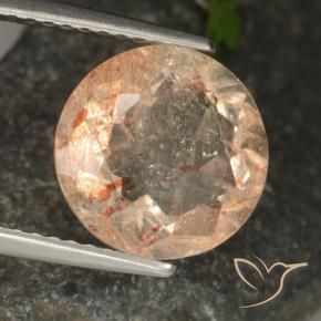 Piedrasol Naranja claro natural de 3.55 ct, Redondo, Transparente