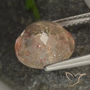 Piedrasol Naranja claro natural de 3.55 ct, Redondo, Transparente
