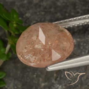 Piedrasol Naranja durazno claro natural de 3.36 ct, Redondo, Transparente
