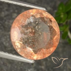 Piedrasol Naranja claro natural de 3.19 ct, Redondo, Transparente