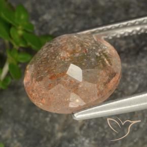 Piedrasol Naranja claro natural de 3.19 ct, Redondo, Transparente