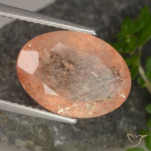 Piedrasol Medium Light-Orange natural de 5.54 ct, Ovalada, Translúcido