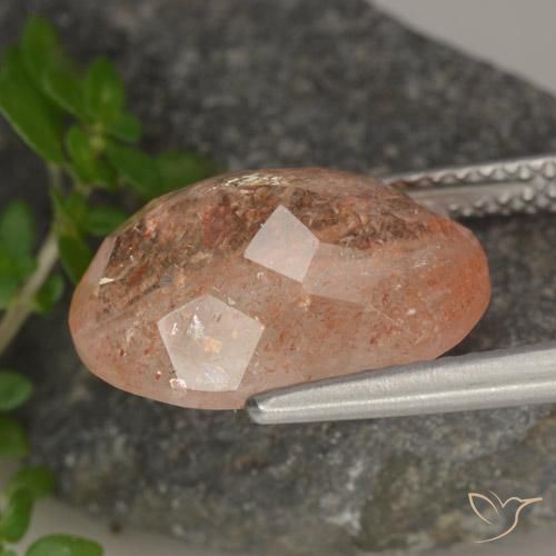 Piedrasol Medium Light-Orange natural de 5.54 ct, Ovalada, Translúcido