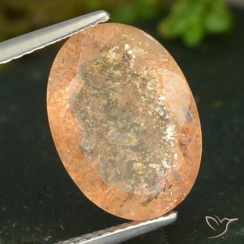 Piedrasol Naranja rojizo natural de 4.99 ct, Ovalada, Transparente