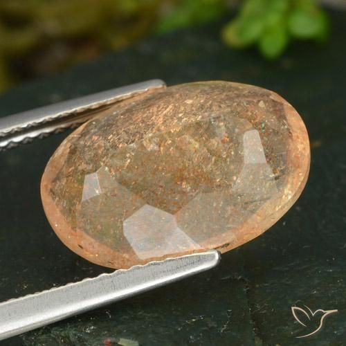 Piedrasol Naranja rojizo natural de 4.99 ct, Ovalada, Transparente