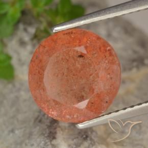 Piedrasol Naranja medio natural de 3.81 ct, Redondo, Translúcido