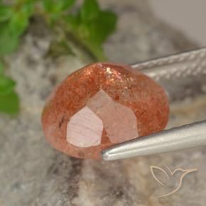 Piedrasol Naranja medio natural de 3.81 ct, Redondo, Translúcido