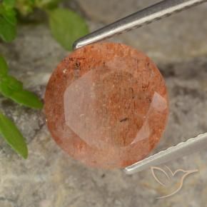 Piedrasol Naranja medio natural de 3.20 ct, Redondo, Translúcido