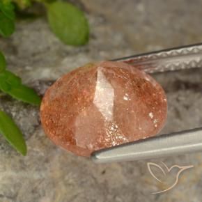 Piedrasol Naranja medio natural de 3.20 ct, Redondo, Translúcido