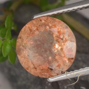 Piedrasol Naranja claro medio natural de 3.72 ct, Redondo, Translúcido