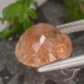 Piedrasol Naranja claro medio natural de 3.72 ct, Redondo, Translúcido