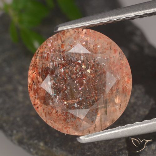 3.97ct Natural Naranja rojizo Piedrasol, Redondo, Translúcido