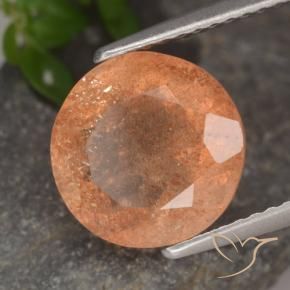 Piedrasol Naranja medio natural de 3.36 ct, Redondo, Translúcido