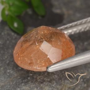 Piedrasol Naranja medio natural de 3.36 ct, Redondo, Translúcido