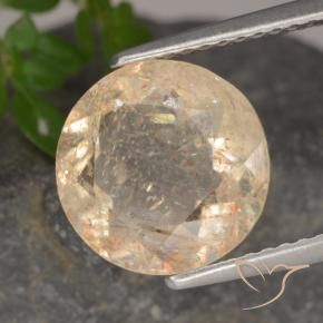 Piedrasol Naranja cantaloupe natural de 3.49 ct, Redondo, Transparente