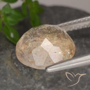 Piedrasol Naranja cantaloupe natural de 3.49 ct, Redondo, Transparente