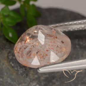 Piedrasol Naranja durazno natural de 3.38 ct, Redondo, Transparente