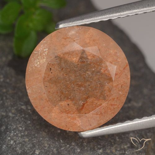 3.41ct Natural Naranja claro Piedrasol, Redondo, Translúcido, Photo A