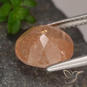 Piedrasol Naranja claro natural de 3.41 ct, Redondo, Translúcido