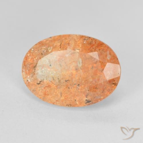 Piedrasol Naranja medio natural de 5.65 ct, Ovalada, Translúcido
