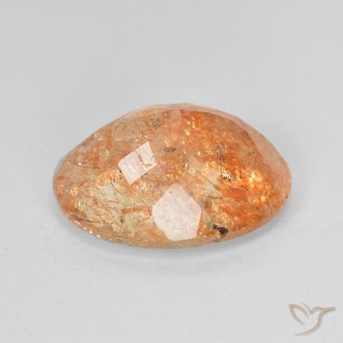 Piedrasol Naranja medio natural de 5.65 ct, Ovalada, Translúcido
