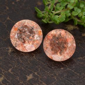 Gemas de piedra sol naranja natural de 5,73 ct, corte redondo, transparente