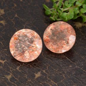 Gemas de piedra sol naranja natural de 5,73 ct, corte redondo, transparente