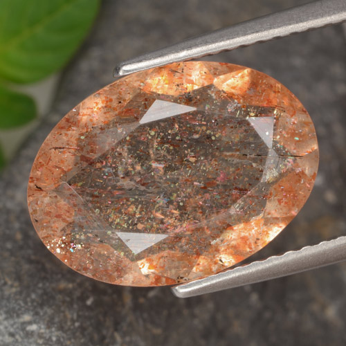 Piedrasol Naranja jengibre natural de 4.17 ct, Corte Óvalo, Transparente