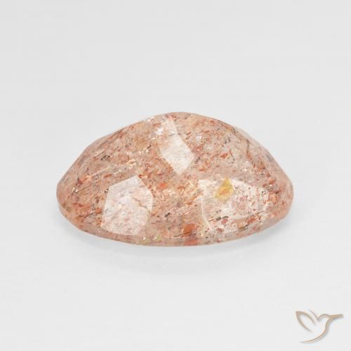 Piedrasol Naranja durazno natural de 5.74 ct, Ovalada, Transparente