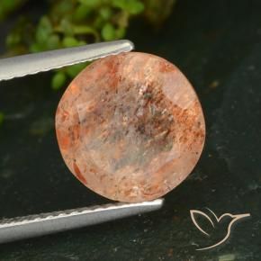 Piedrasol Naranja claro natural de 3.24 ct, Redondo, Transparente