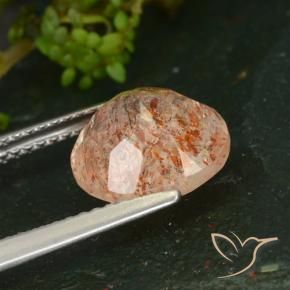 Piedrasol Naranja claro natural de 3.24 ct, Redondo, Transparente