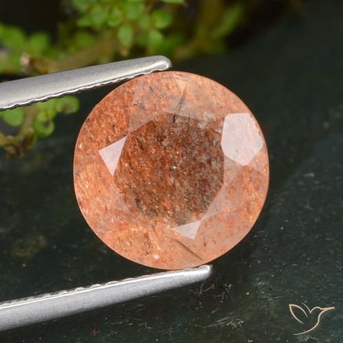 3.39ct Natural Naranja jengibre Piedrasol, Redondo, Transparente
