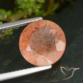Piedrasol Naranja jengibre natural de 3.39 ct, Redondo, Transparente