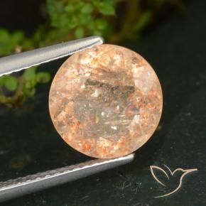 Piedrasol Naranja claro natural de 3.56 ct, Redondo, Transparente