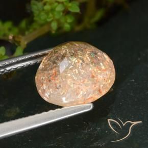 Piedrasol Naranja claro natural de 3.56 ct, Redondo, Transparente