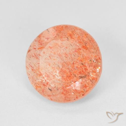 Piedrasol Naranja jengibre natural de 3.19 ct, Redondo, Translúcido