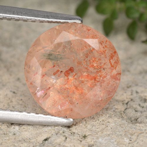 3.21ct Natural Naranja jengibre Piedrasol, Redondo, Translúcido