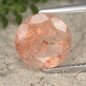 Piedrasol Naranja jengibre natural de 3.21 ct, Redondo, Translúcido