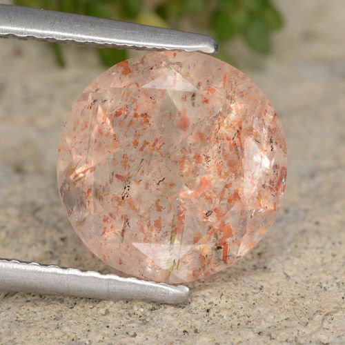 3.52ct Natural Naranja durazno Piedrasol, Redondo, Transparente, Photo A