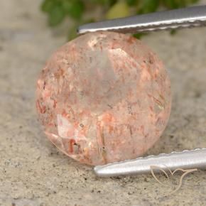 Piedrasol Naranja durazno natural de 3.52 ct, Redondo, Transparente