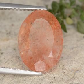 Piedrasol Naranja claro medio natural de 5.43 ct, Ovalada, Translúcido
