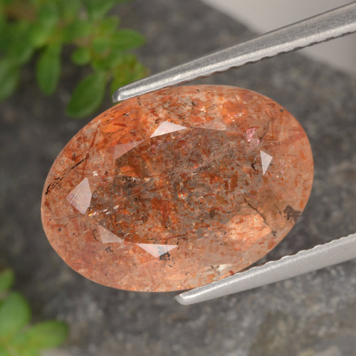Piedra sol naranja natural de 5,87 ct, corte óvalo, translúcido
