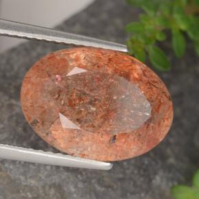 Piedra sol naranja natural de 5,87 ct, corte óvalo, translúcido
