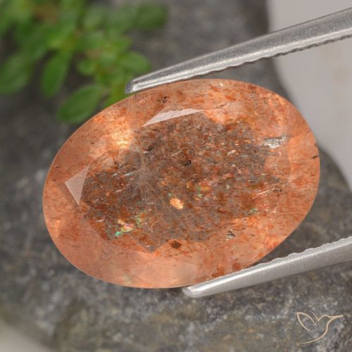 4.88ct Natural Naranja rojizo Piedrasol, Ovalada, Translúcido
