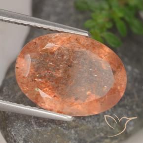 Piedrasol Naranja rojizo natural de 4.88 ct, Ovalada, Translúcido