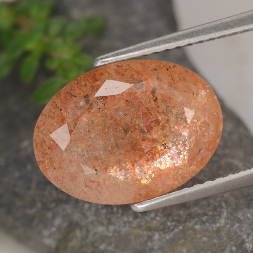 Piedra sol naranja natural de 6,17 ct, corte óvalo, translúcido