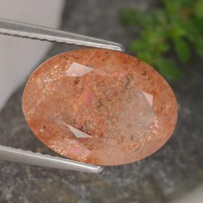Piedra sol naranja natural de 6,17 ct, corte óvalo, translúcido